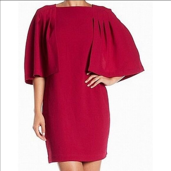 TRINA TURK | Fucshia Cape Dress Short Sleeve Sz 6 - Picture 1 of 12